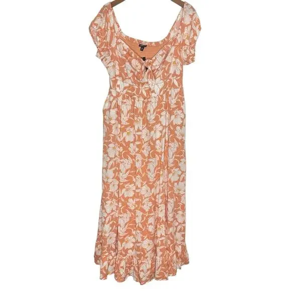 NWT Torrid Maxi Gauze Off Shoulder Tie Front Dress Size M/L Charlotte Floral - Picture 4 of 10